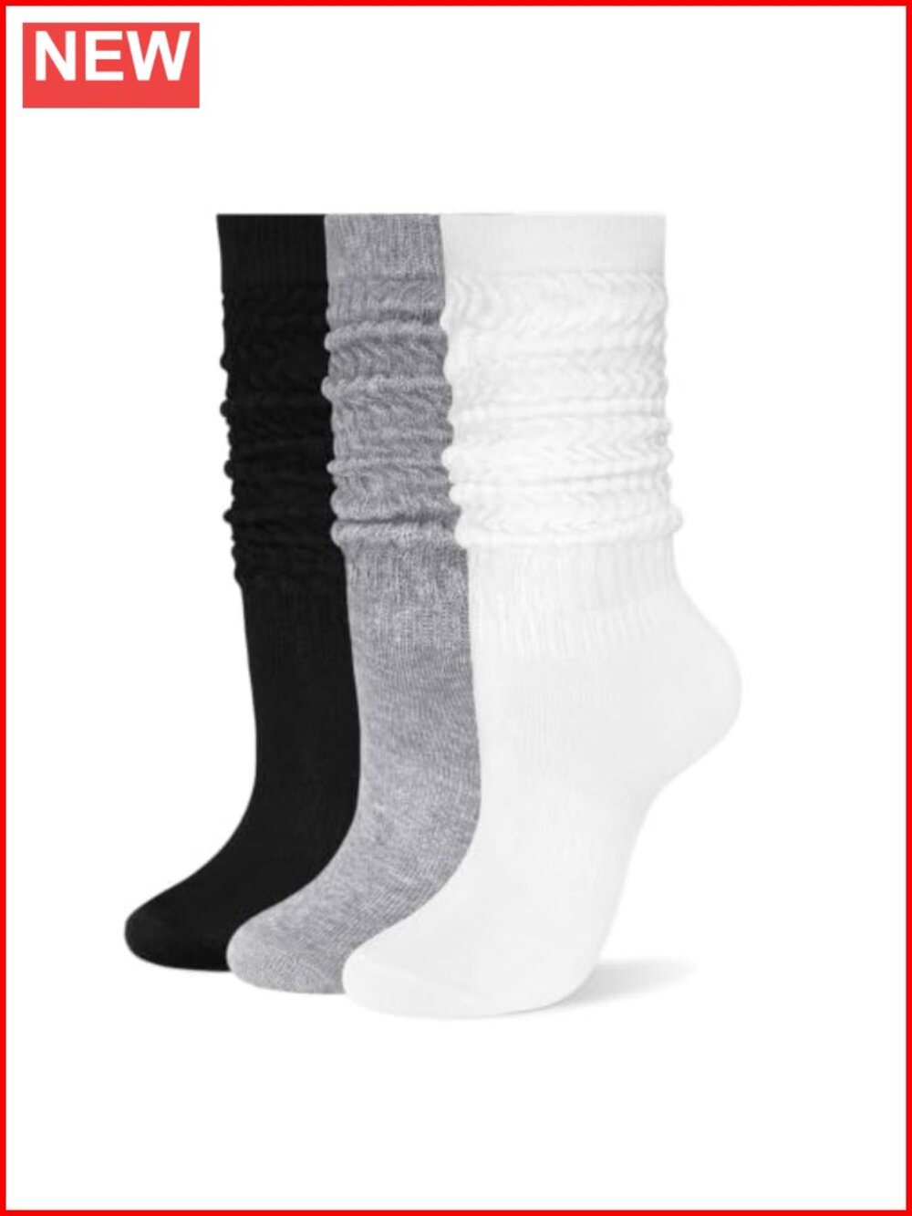 Womens Scrunch Slouchy Tube Socks 3 Pairs Lightweight Cotton Blend